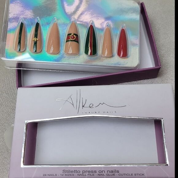 Allkem Luxury Stiletto Press On Designer Nails With Glue - Picture 11 of 11